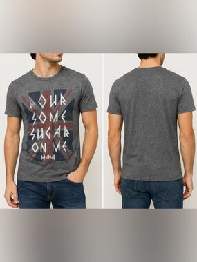 Def Leppard Pour Some Sugar On Me Men’s Small Graphic Band Tee Grey Rock Tee